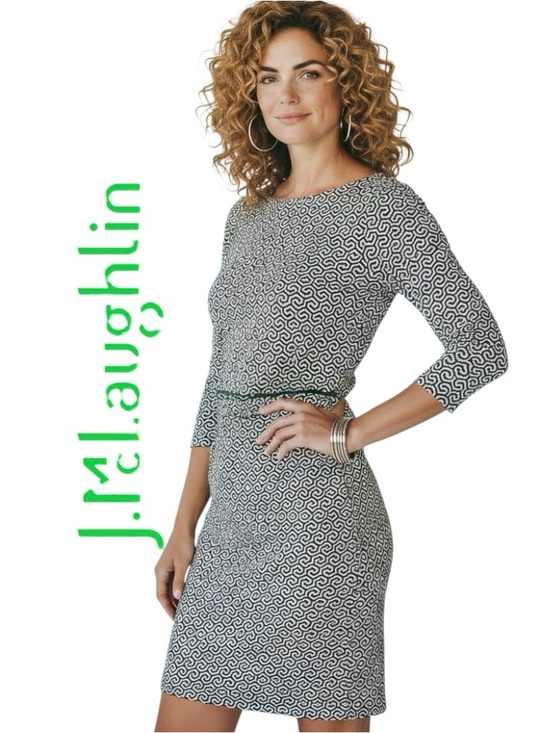 J. McLaughlin Dresses & Skirts - J McLaughlin Dress Catalina Cloth Mint Green Black Geometric Print Ruched Sz S